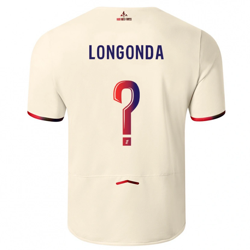 Danxen Niño Camiseta Jean-Pierre Longonda #0 Blanquecino Rojo 2ª Equipación 2025/26 La Camisa
