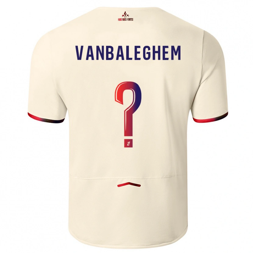 Danxen Niño Camiseta Valentin Vanbaleghem #0 Blanquecino Rojo 2ª Equipación 2025/26 La Camisa