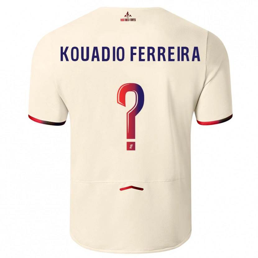 Danxen Niño Camiseta Wilfrid Kouadio Ferreira #0 Blanquecino Rojo 2ª Equipación 2025/26 La Camisa
