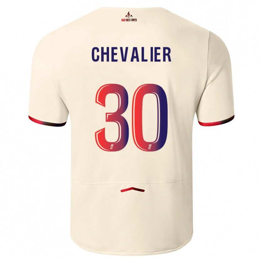 Danxen Niño Camiseta Lucas Chevalier #30 Blanquecino Rojo 2ª Equipación 2025/26 La Camisa
