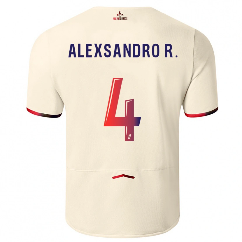 Danxen Niño Camiseta Alexsandro #4 Blanquecino Rojo 2ª Equipación 2025/26 La Camisa