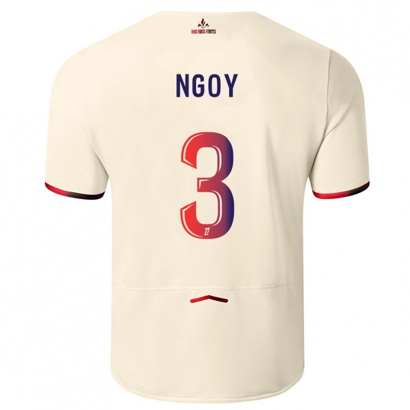 Danxen Niño Camiseta Nathan Ngoy #3 Blanquecino Rojo 2ª Equipación 2025/26 La Camisa