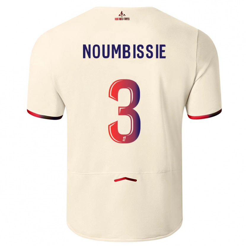 Danxen Niño Camiseta Stéphane Noumbissie #3 Blanquecino Rojo 2ª Equipación 2025/26 La Camisa