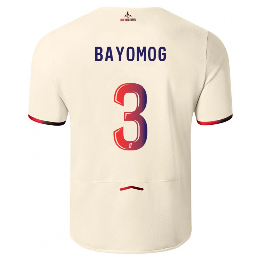 Danxen Niño Camiseta Hugo Bayomog #3 Blanquecino Rojo 2ª Equipación 2025/26 La Camisa