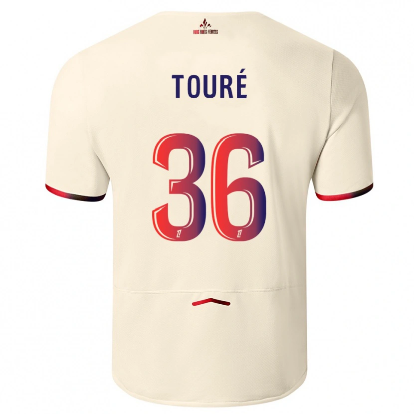 Danxen Niño Camiseta Ousmane Touré #36 Blanquecino Rojo 2ª Equipación 2025/26 La Camisa