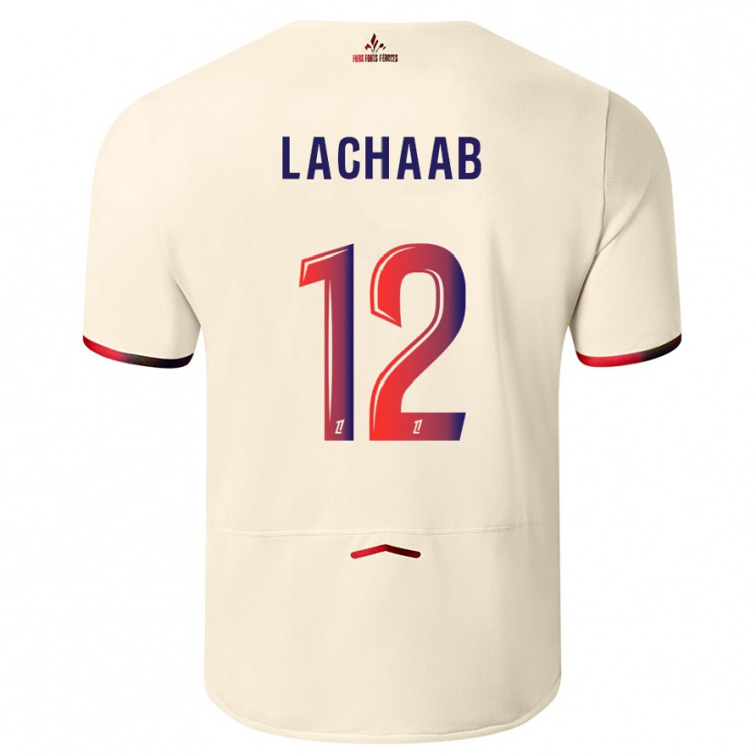 Danxen Niño Camiseta Younes Lachaab #12 Blanquecino Rojo 2ª Equipación 2025/26 La Camisa