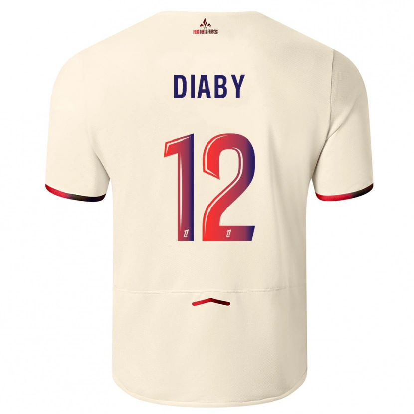 Danxen Niño Camiseta Bafodé Diaby #12 Blanquecino Rojo 2ª Equipación 2025/26 La Camisa
