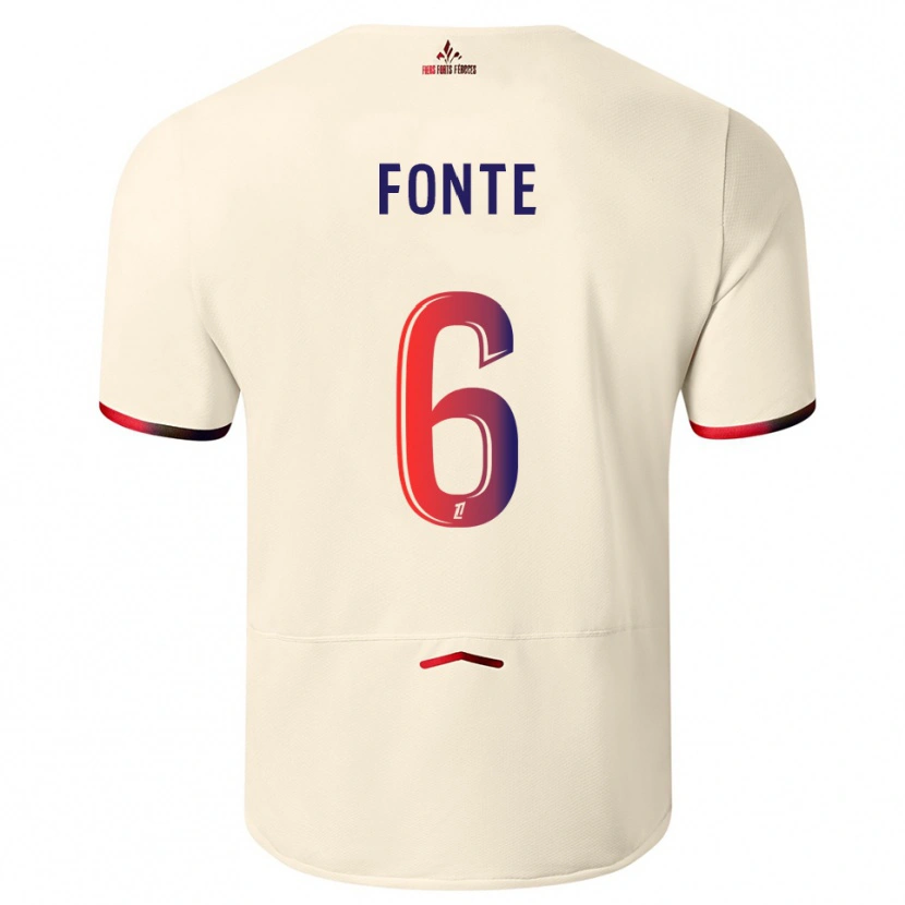 Danxen Niño Camiseta Jose Fonte #6 Blanquecino Rojo 2ª Equipación 2025/26 La Camisa