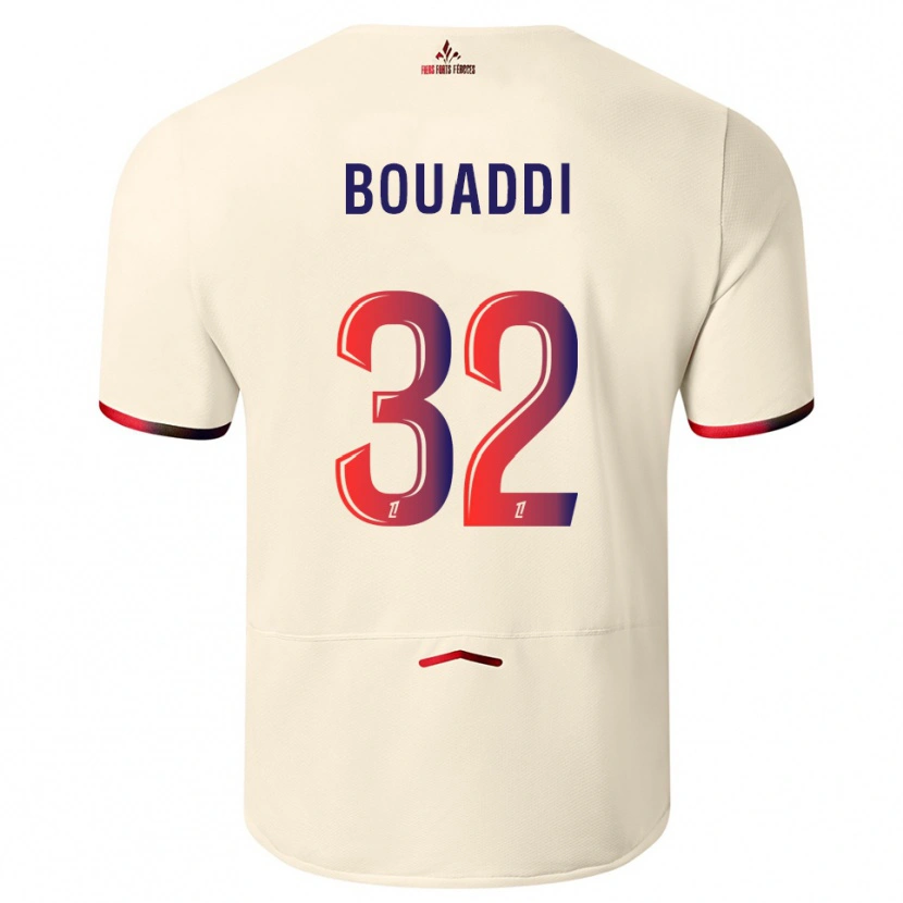 Danxen Niño Camiseta Ayyoub Bouaddi #32 Blanquecino Rojo 2ª Equipación 2025/26 La Camisa