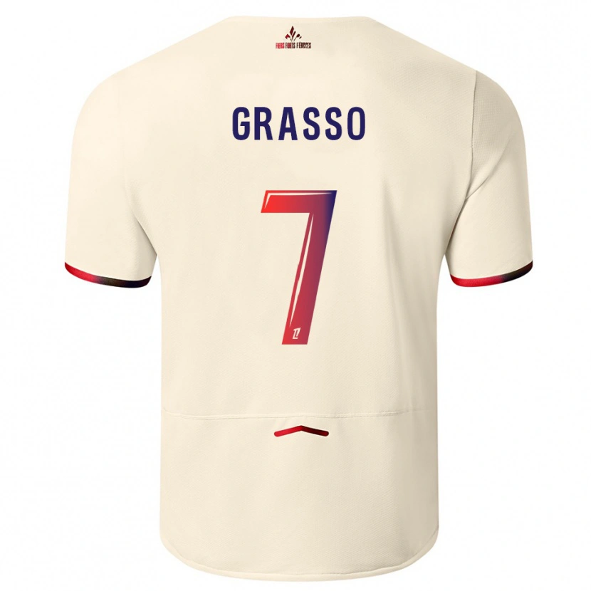 Danxen Niño Camiseta Enzo Grasso #7 Blanquecino Rojo 2ª Equipación 2025/26 La Camisa