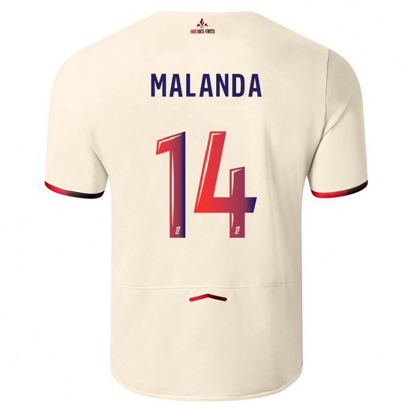 Danxen Niño Camiseta Jephthe Malanda #14 Blanquecino Rojo 2ª Equipación 2025/26 La Camisa