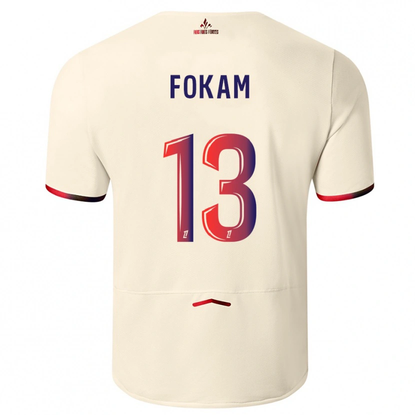 Danxen Niño Camiseta Ulrich Fokam #13 Blanquecino Rojo 2ª Equipación 2025/26 La Camisa