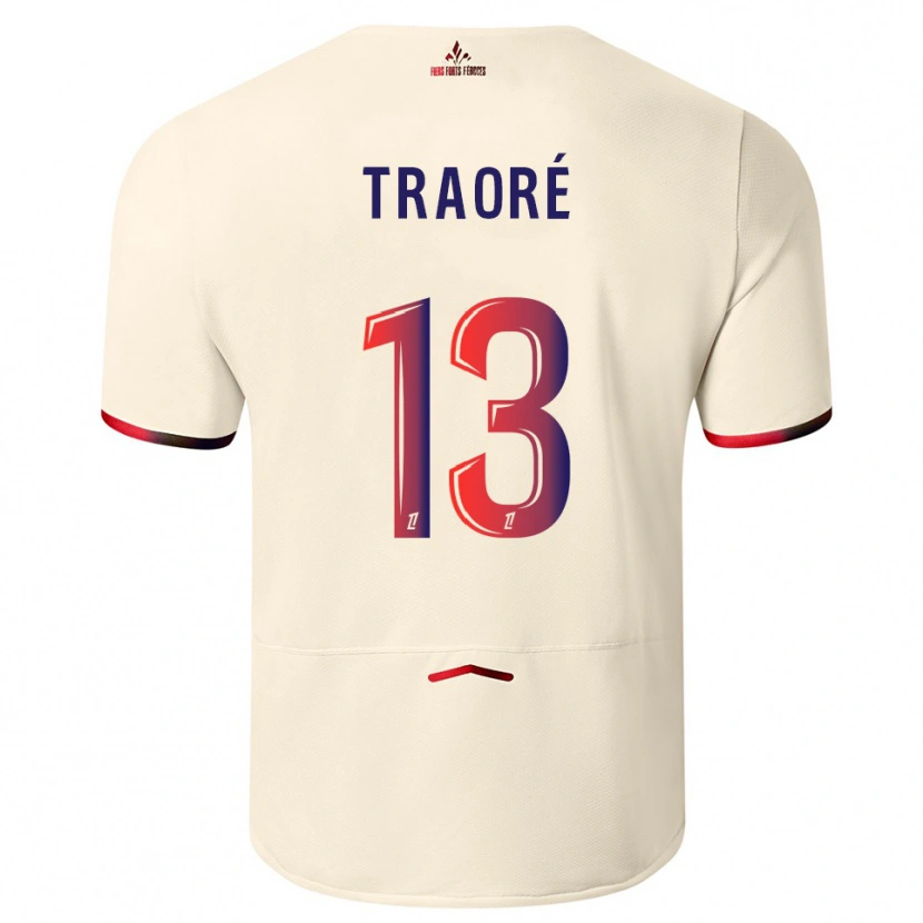 Danxen Niño Camiseta Yéli Traoré #13 Blanquecino Rojo 2ª Equipación 2025/26 La Camisa