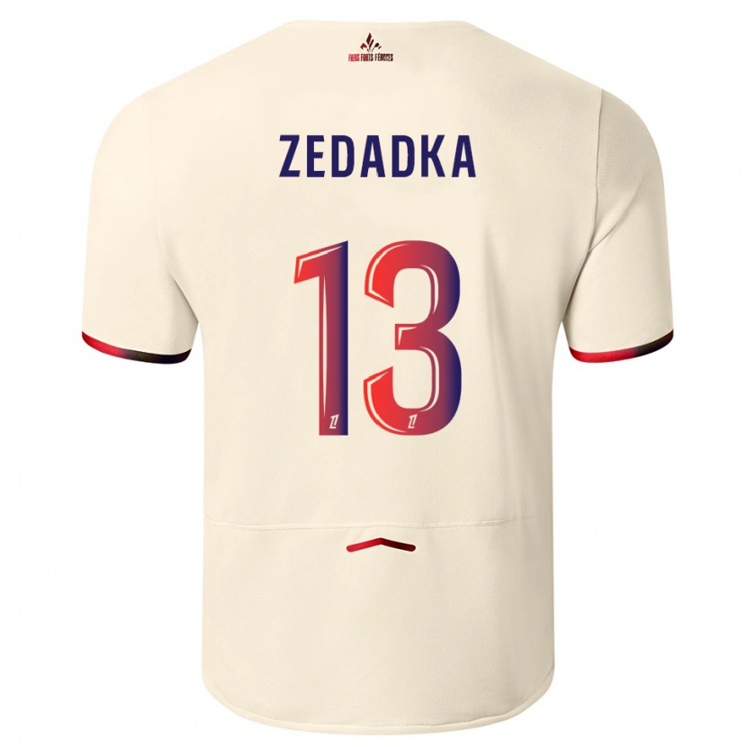 Danxen Niño Camiseta Akim Zedadka #13 Blanquecino Rojo 2ª Equipación 2025/26 La Camisa