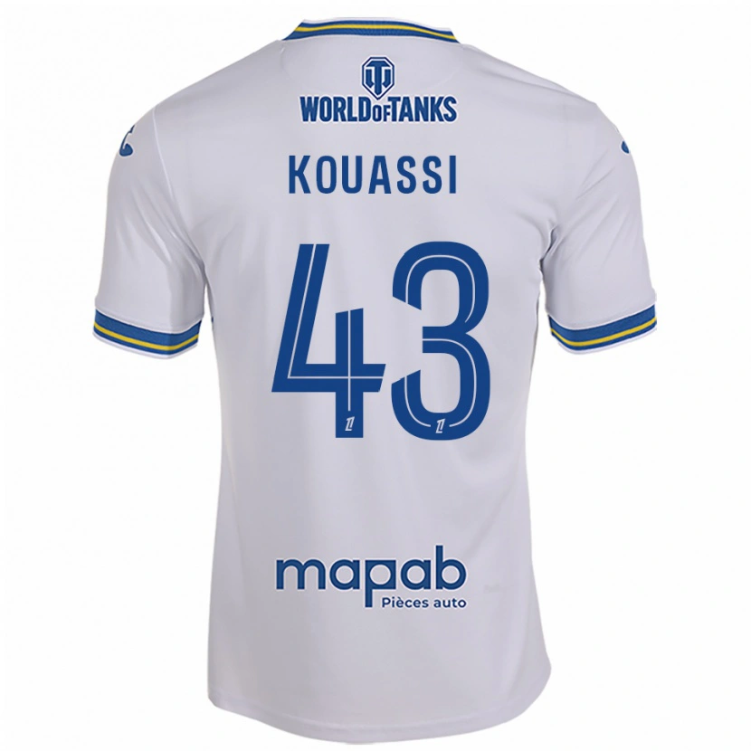 Danxen Niño Camiseta Arsène Kouassi #43 Blanco Celeste 2ª Equipación 2025/26 La Camisa