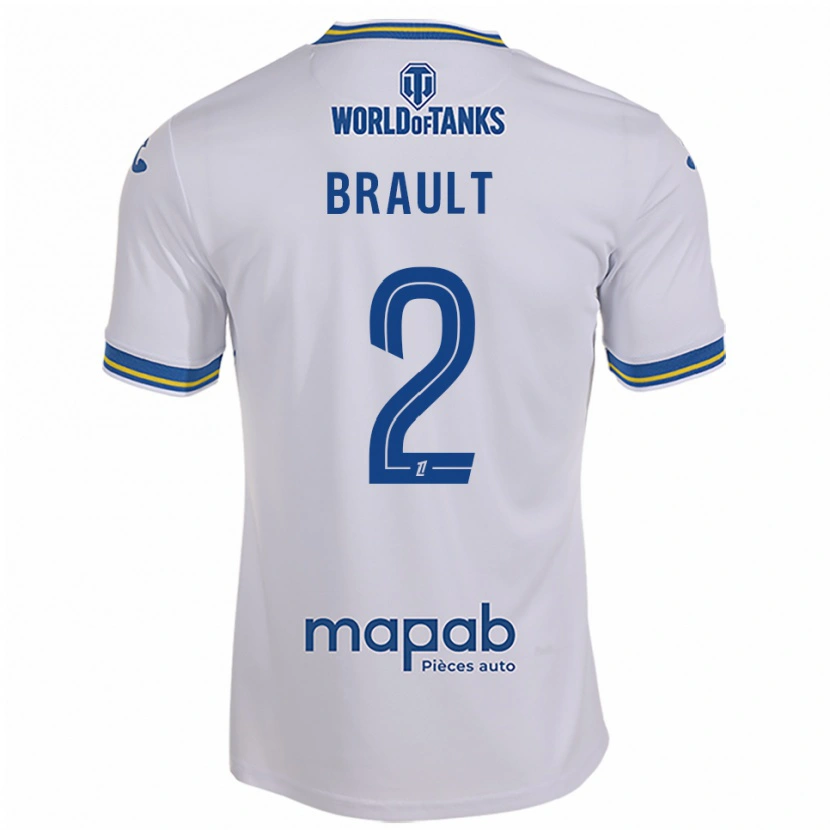 Danxen Niño Camiseta Matis Brault #2 Blanco Celeste 2ª Equipación 2025/26 La Camisa