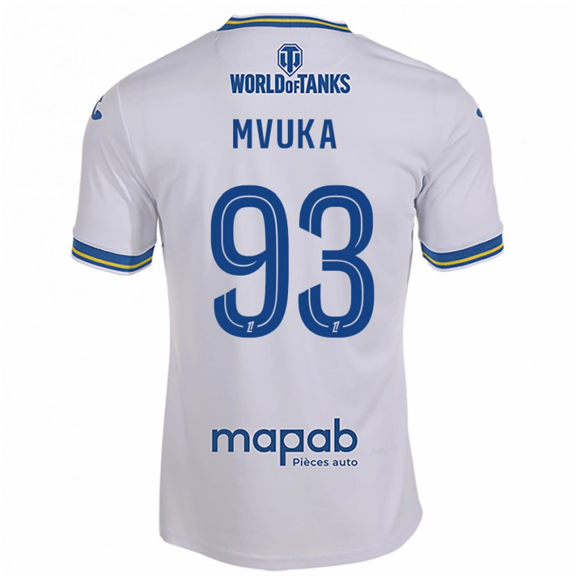 Danxen Niño Camiseta Joel Mvuka #93 Blanco Celeste 2ª Equipación 2025/26 La Camisa