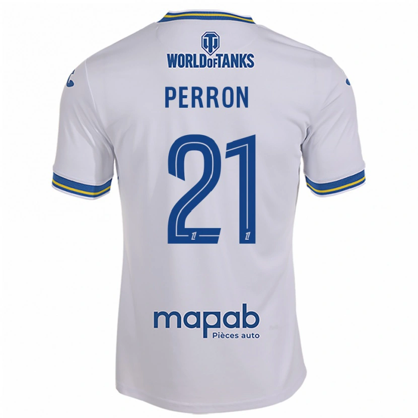 Danxen Niño Camiseta Angéline Perron #21 Blanco Celeste 2ª Equipación 2025/26 La Camisa