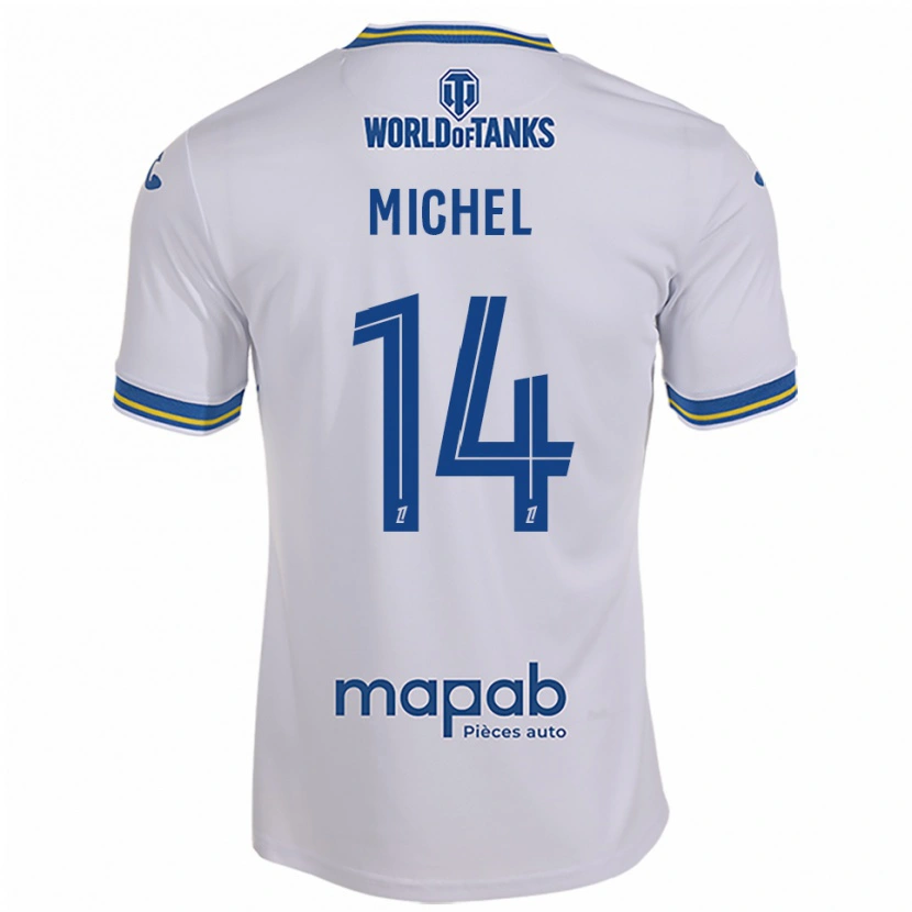 Danxen Niño Camiseta Raphaël Michel #14 Blanco Celeste 2ª Equipación 2025/26 La Camisa