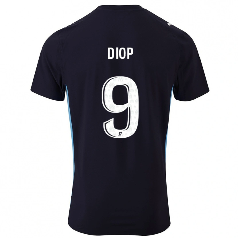 Danxen Niño Camiseta Mama Diop #9 Negro Celeste 2ª Equipación 2025/26 La Camisa