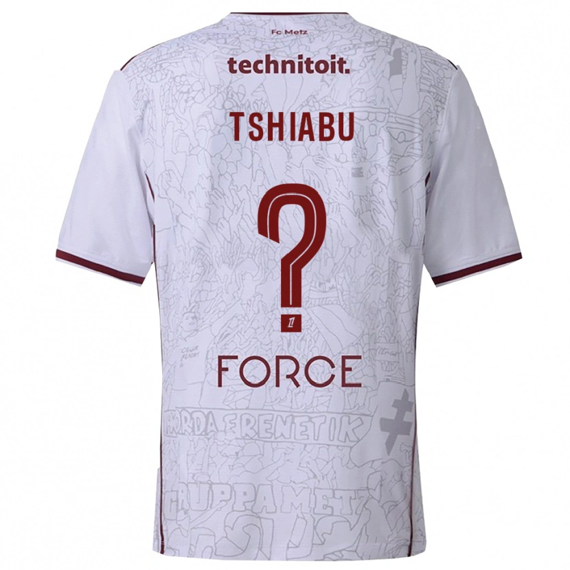 Danxen Niño Camiseta Joan Tshiabu #0 Blanco Burdeos 2ª Equipación 2025/26 La Camisa