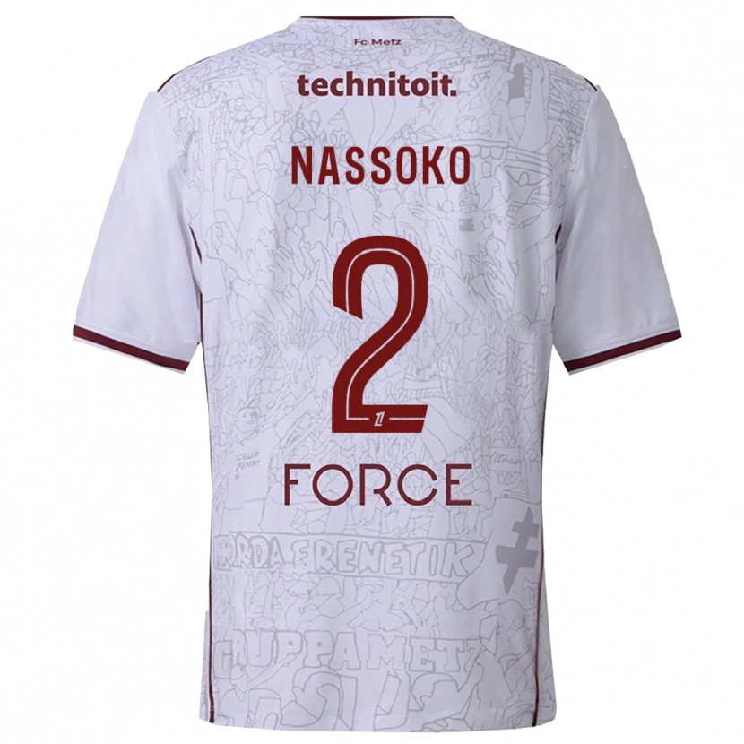 Danxen Niño Camiseta Abdoulaye Nassoko #2 Blanco Burdeos 2ª Equipación 2025/26 La Camisa