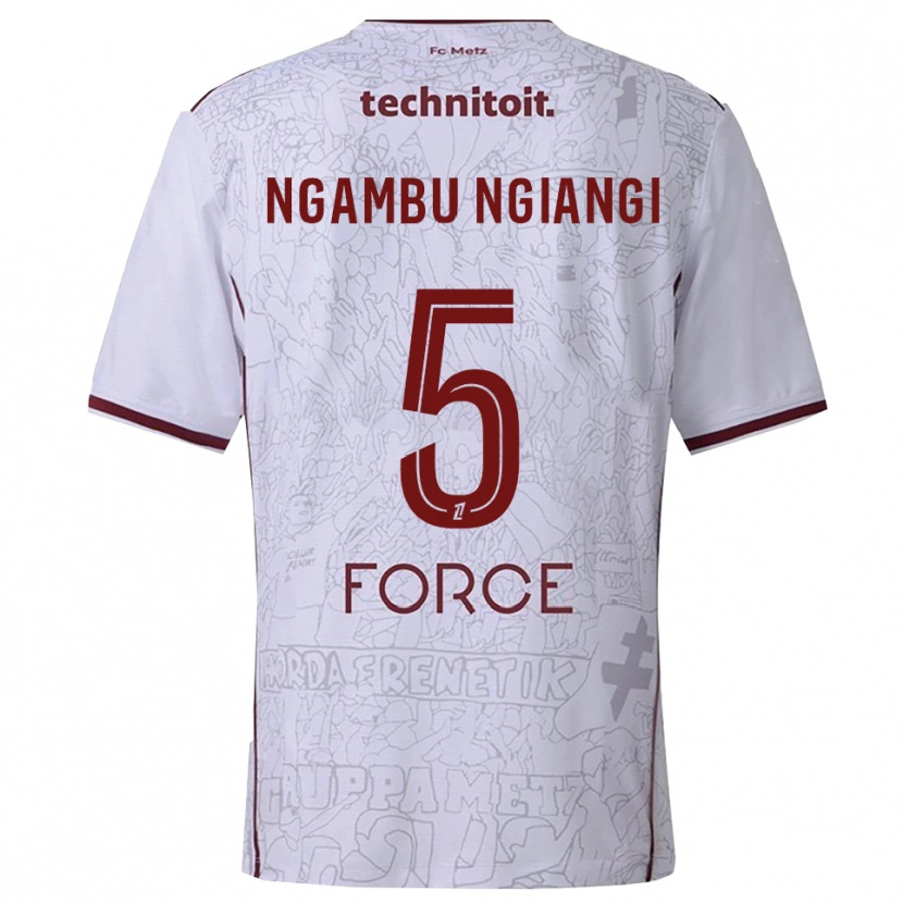 Danxen Niño Camiseta Esther Ngambu Ngiangi #5 Blanco Burdeos 2ª Equipación 2025/26 La Camisa