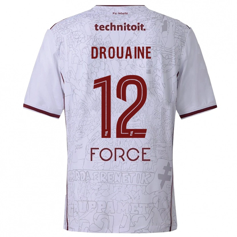 Danxen Niño Camiseta Mathieu Drouaine #12 Blanco Burdeos 2ª Equipación 2025/26 La Camisa