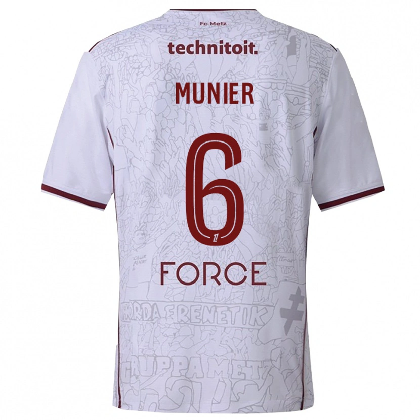 Danxen Niño Camiseta Léa Munier #6 Blanco Burdeos 2ª Equipación 2025/26 La Camisa