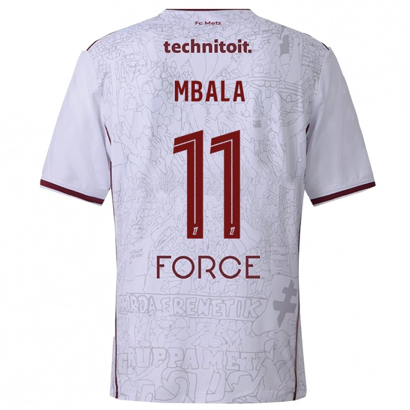 Danxen Niño Camiseta Nathan Mbala #11 Blanco Burdeos 2ª Equipación 2025/26 La Camisa