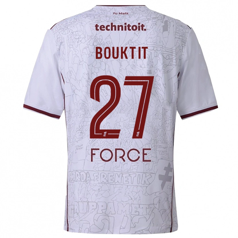 Danxen Niño Camiseta Assia Bouktit #27 Blanco Burdeos 2ª Equipación 2025/26 La Camisa