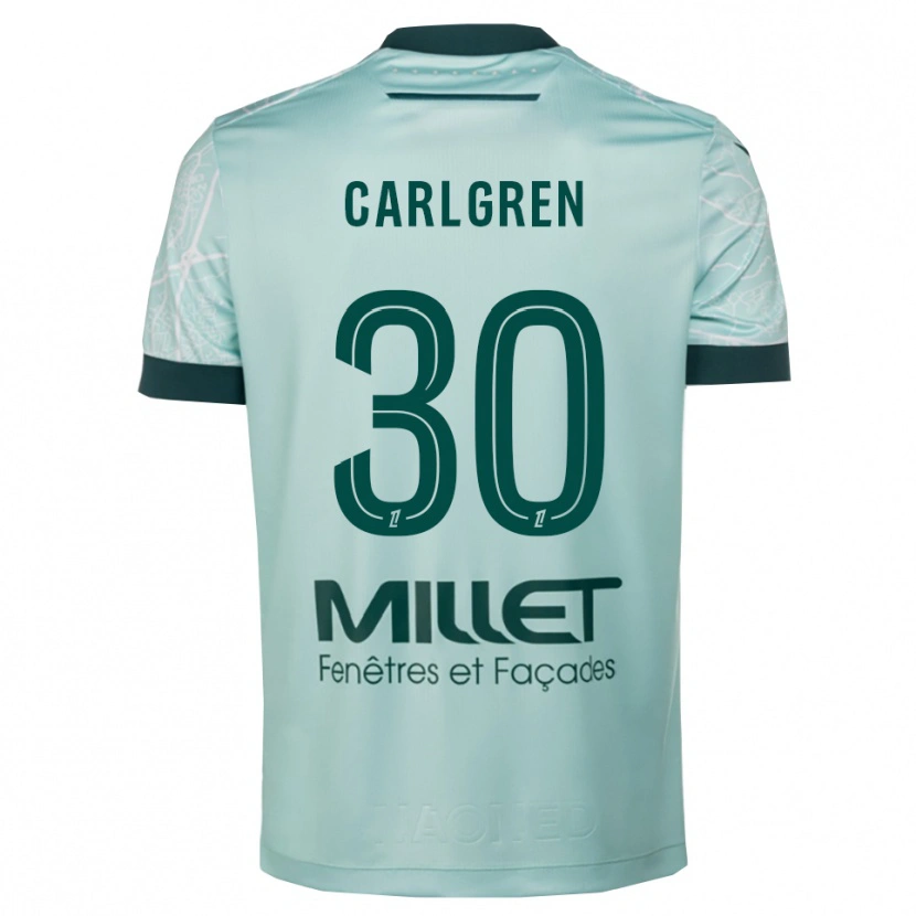 Danxen Niño Camiseta Patrik Carlgren #30 Verde Blanco 2ª Equipación 2025/26 La Camisa