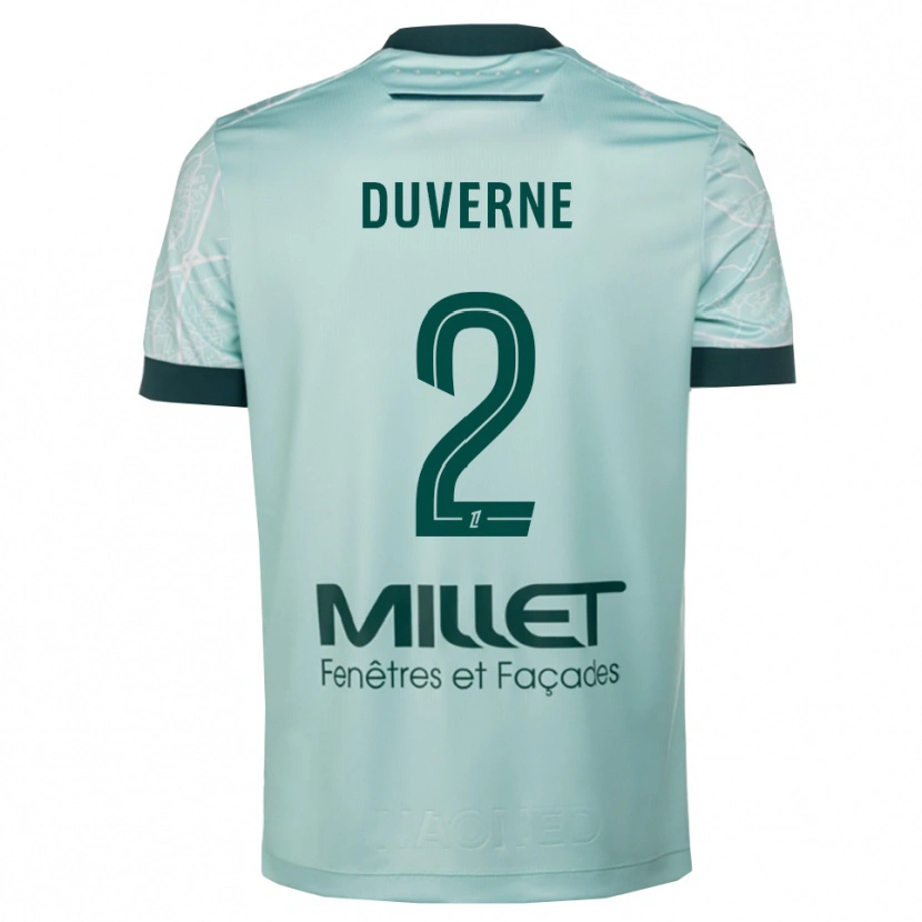 Danxen Niño Camiseta Jean-Kévin Duverne #2 Verde Blanco 2ª Equipación 2025/26 La Camisa
