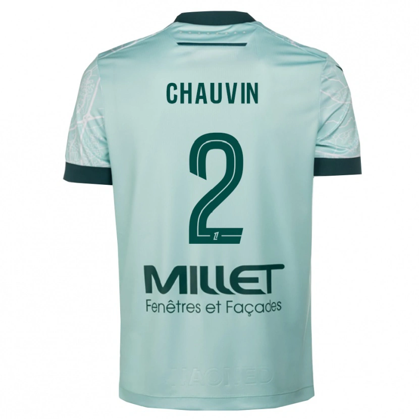Danxen Niño Camiseta Yoann Chauvin #2 Verde Blanco 2ª Equipación 2025/26 La Camisa