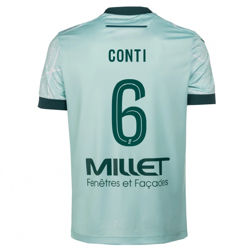 Danxen Niño Camiseta Alexandre Conti #6 Verde Blanco 2ª Equipación 2025/26 La Camisa