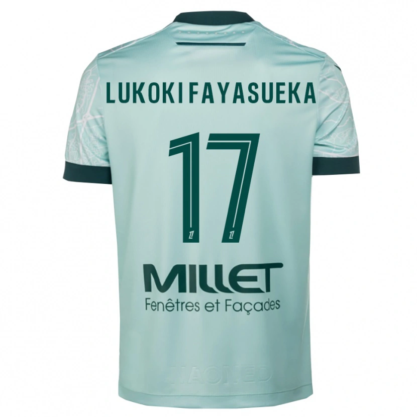 Danxen Niño Camiseta Kévin Lukoki Fayasueka #17 Verde Blanco 2ª Equipación 2025/26 La Camisa