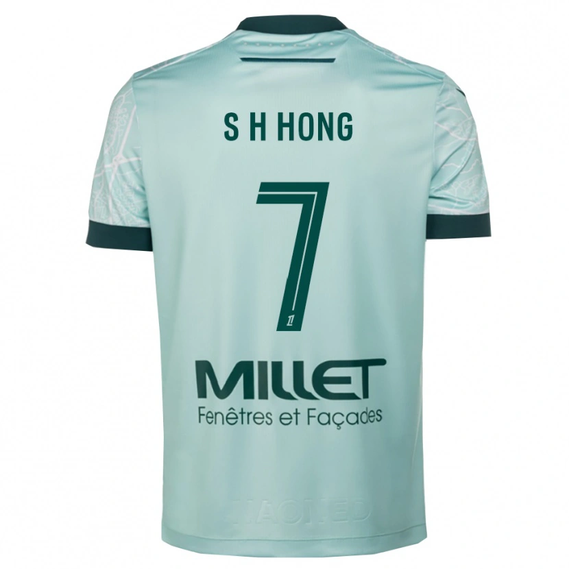 Danxen Niño Camiseta Hyun-Seok Hong #7 Verde Blanco 2ª Equipación 2025/26 La Camisa