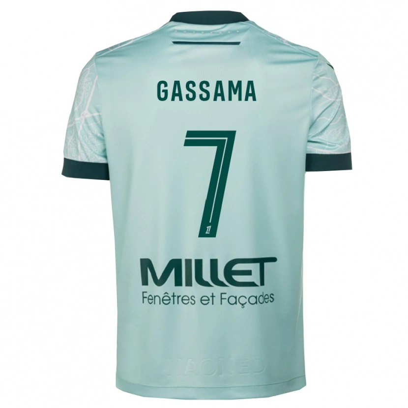 Danxen Niño Camiseta Heraba Gassama #7 Verde Blanco 2ª Equipación 2025/26 La Camisa