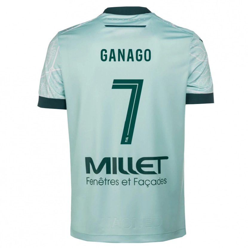 Danxen Niño Camiseta Ignatius Ganago #7 Verde Blanco 2ª Equipación 2025/26 La Camisa