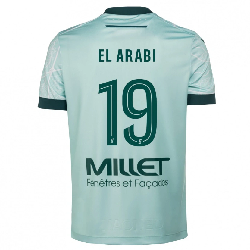 Danxen Niño Camiseta Youssef El Arabi #19 Verde Blanco 2ª Equipación 2025/26 La Camisa