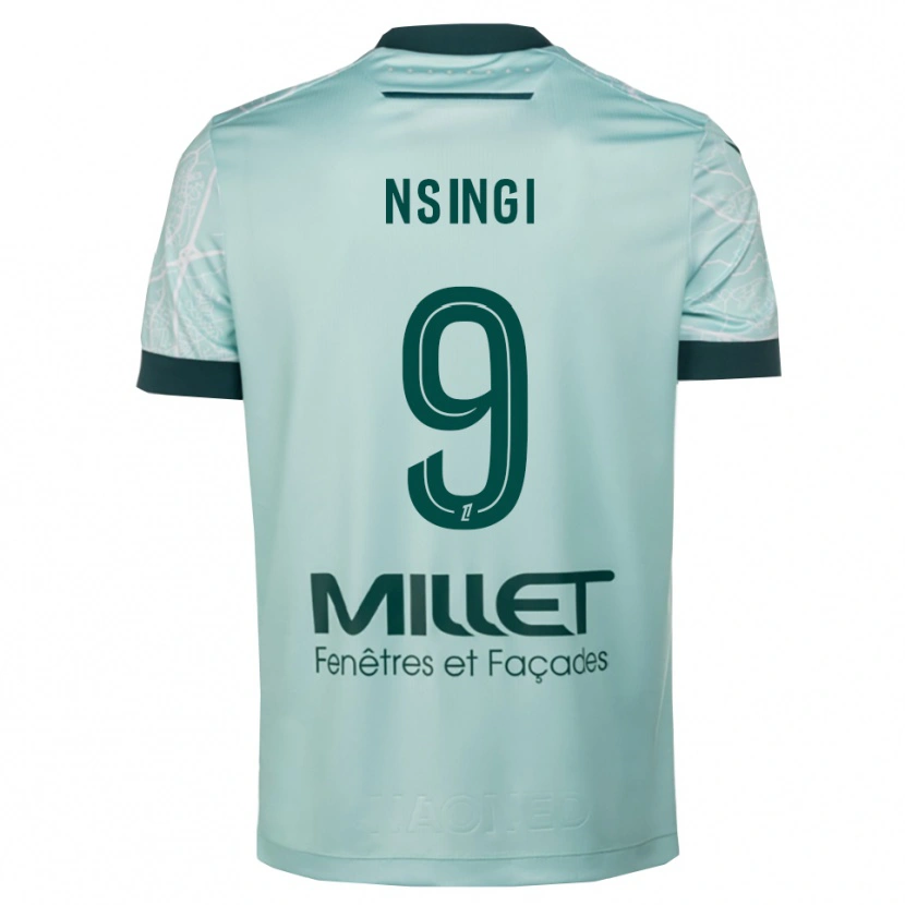 Danxen Niño Camiseta Plamedi Nsingi #9 Verde Blanco 2ª Equipación 2025/26 La Camisa