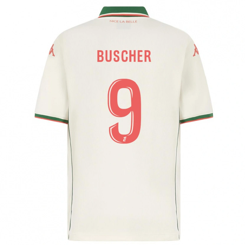 Danxen Niño Camiseta Mickaël Buscher #9 Blanco Verde 2ª Equipación 2025/26 La Camisa