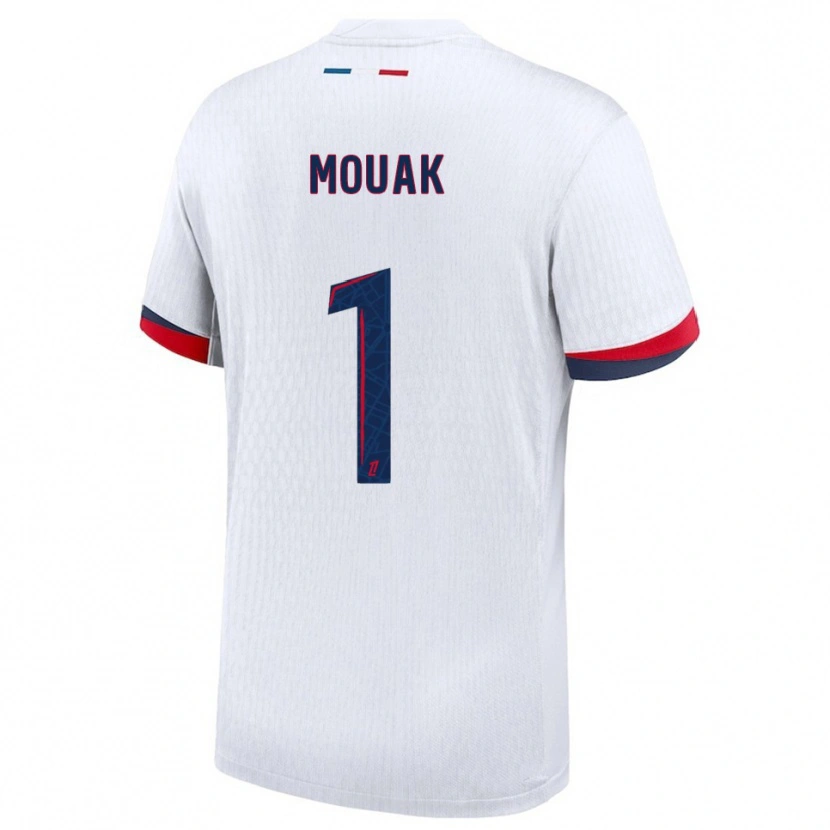 Danxen Niño Camiseta Adam Mouak #1 Blanco Rojo 2ª Equipación 2025/26 La Camisa