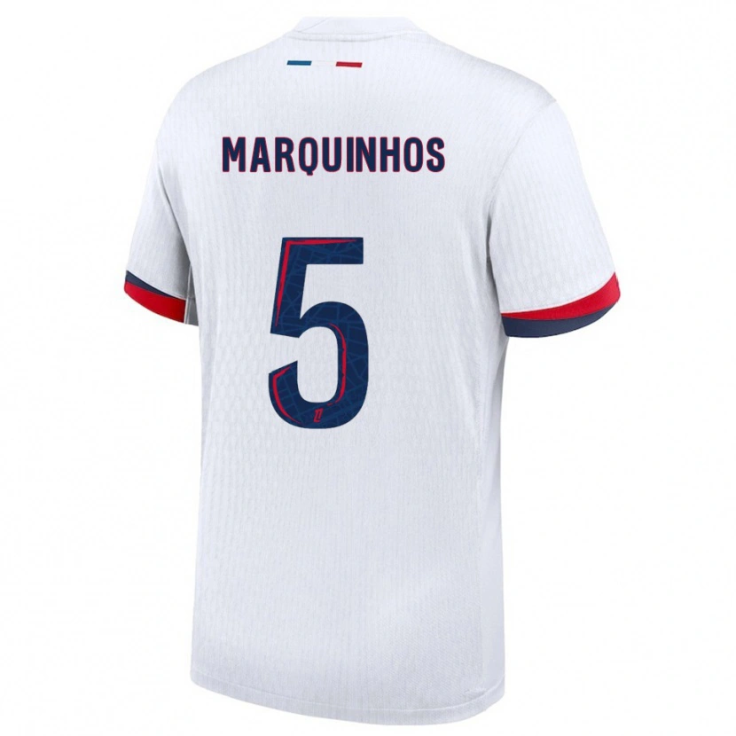 Danxen Niño Camiseta Marquinhos #5 Blanco Rojo 2ª Equipación 2025/26 La Camisa
