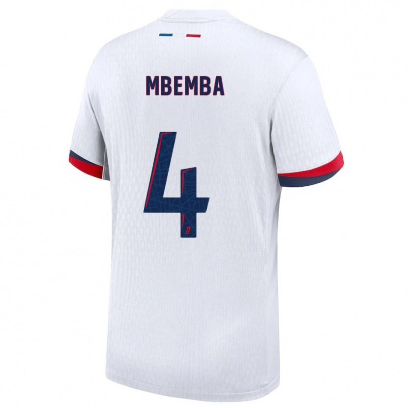 Danxen Niño Camiseta Stanislas Mbemba #4 Blanco Rojo 2ª Equipación 2025/26 La Camisa
