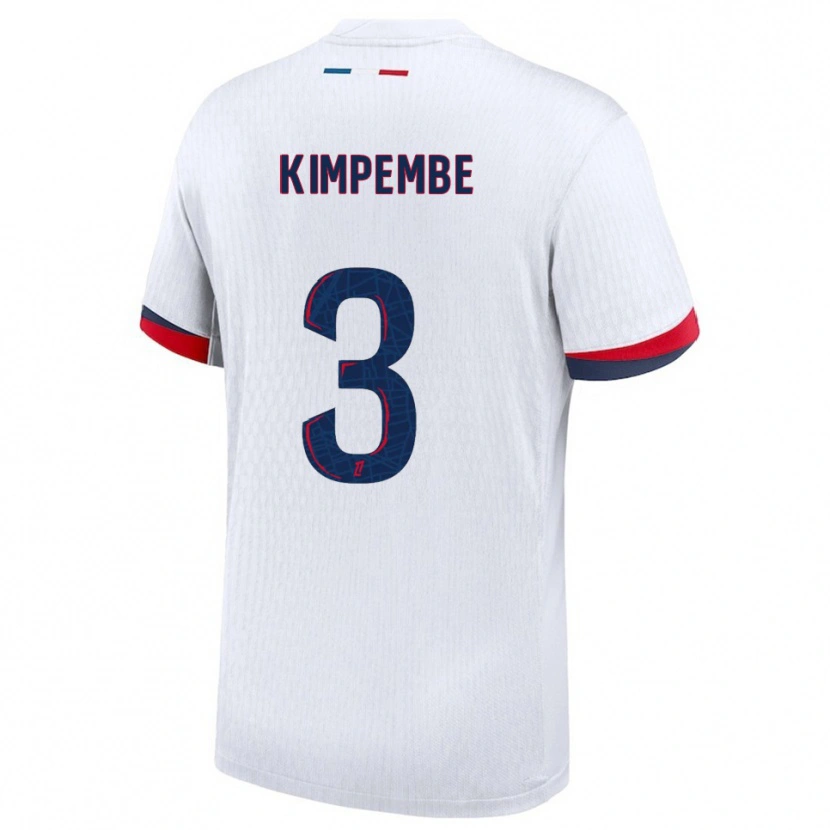 Danxen Niño Camiseta Presnel Kimpembe #3 Blanco Rojo 2ª Equipación 2025/26 La Camisa