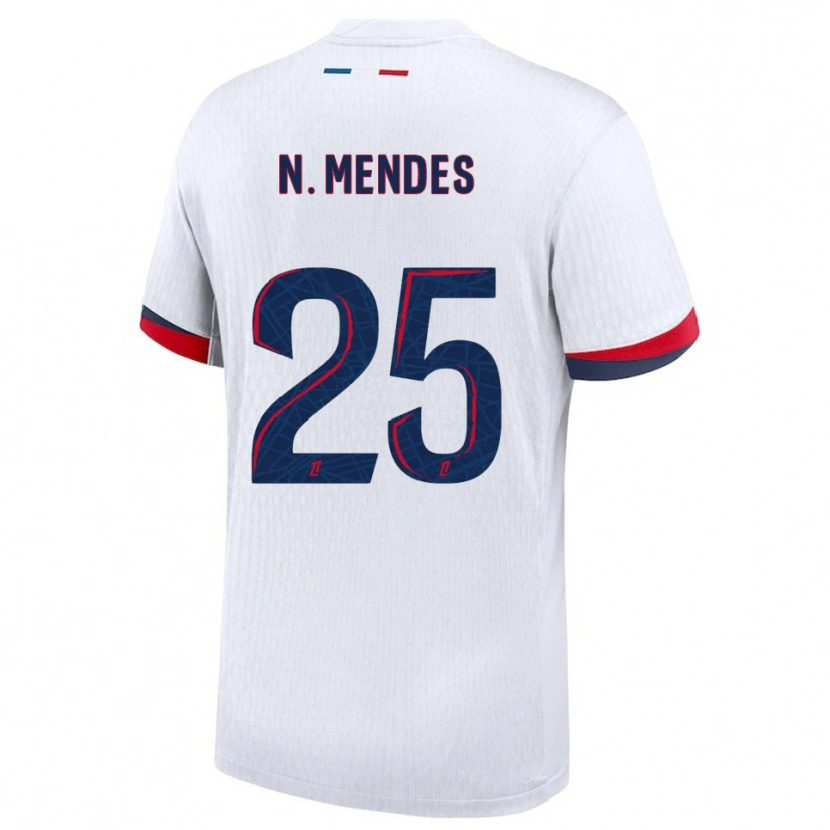 Danxen Niño Camiseta Nuno Mendes #25 Blanco Rojo 2ª Equipación 2025/26 La Camisa