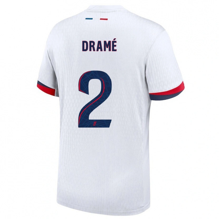 Danxen Niño Camiseta Abdou Fanné-Dramé #2 Blanco Rojo 2ª Equipación 2025/26 La Camisa