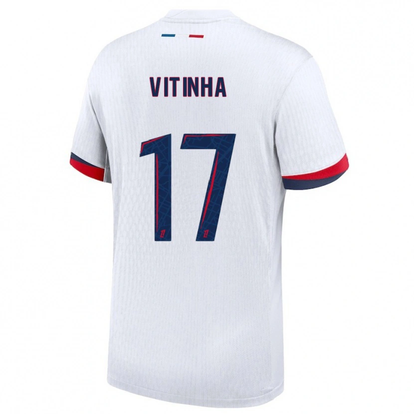 Danxen Niño Camiseta Vitinha #17 Blanco Rojo 2ª Equipación 2025/26 La Camisa