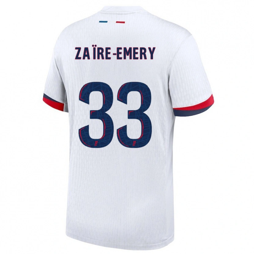 Danxen Niño Camiseta Warren Zaïre-Emery #33 Blanco Rojo 2ª Equipación 2025/26 La Camisa